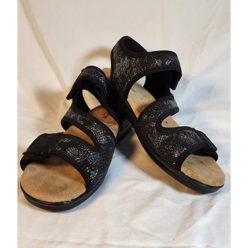 Spring Step Flexus Anatomic Size 10 Black Metallic Leather Comfort Made in Italy